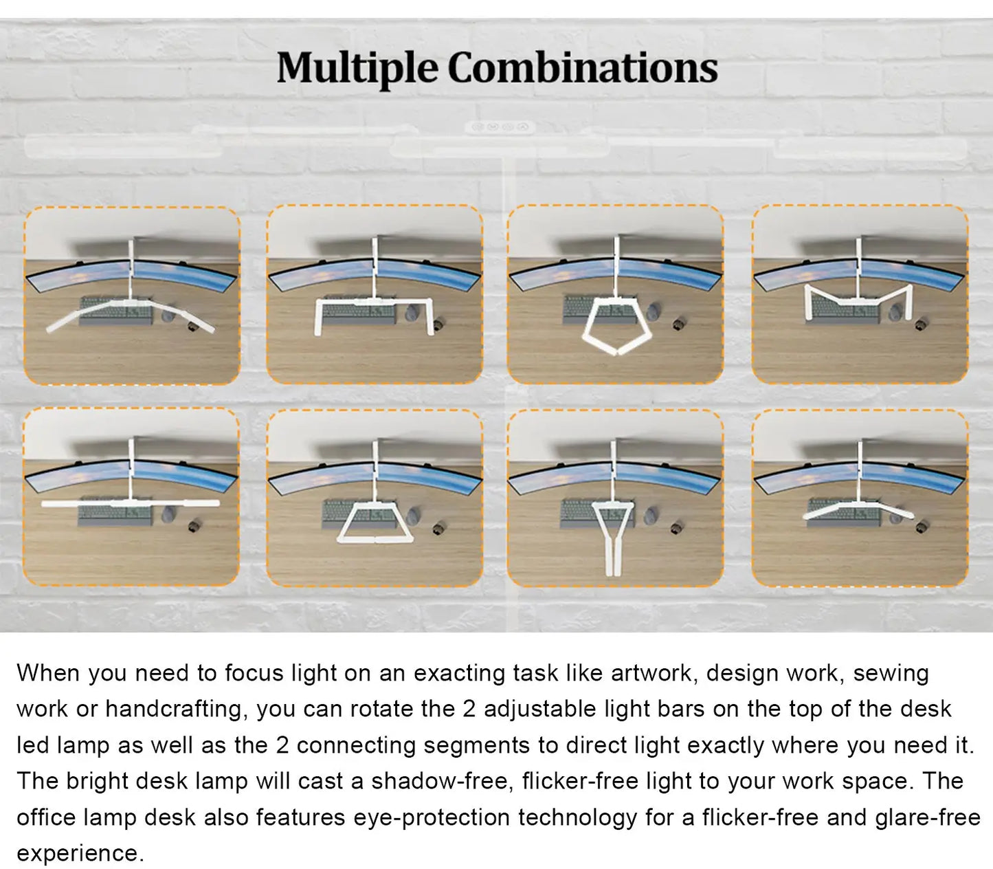 LED Desk Lamp for Home Office, 24W Remote Control Computer Desk Light Bright Desktop Lamp Multi Lighting Modes Study Lamp Luxury