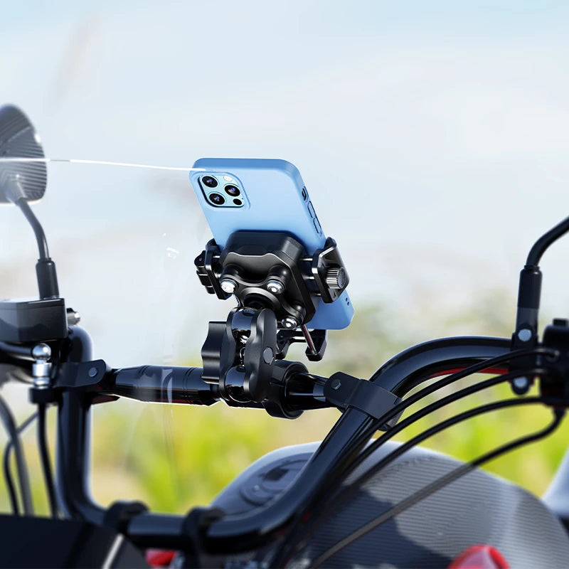 Shockproof Mini Bike Phone Holder Waterproof 360 Rotation Adjustable Motorcycle Phone Mount Fit for 5.4-7.2 Inch Phone