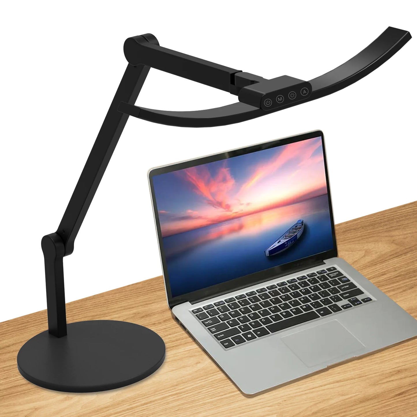 Factory Direct 12W Swing Arm LED Table Lamp Newest Design Curved Surface Desk Lamp with Round Base