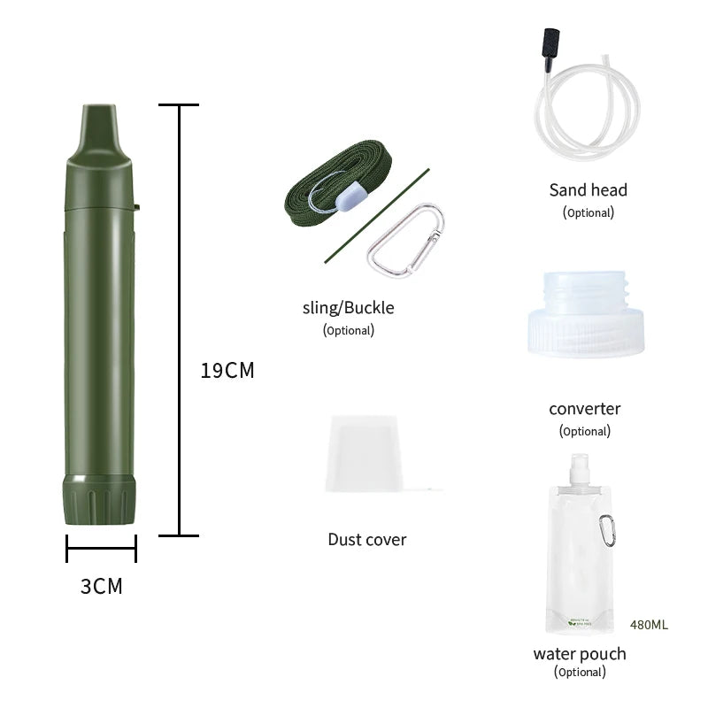 Water Purification Water Filtration Emergency Camping Portable Outdoor Life Survival Water Purifier Filter Straw Manufacturer