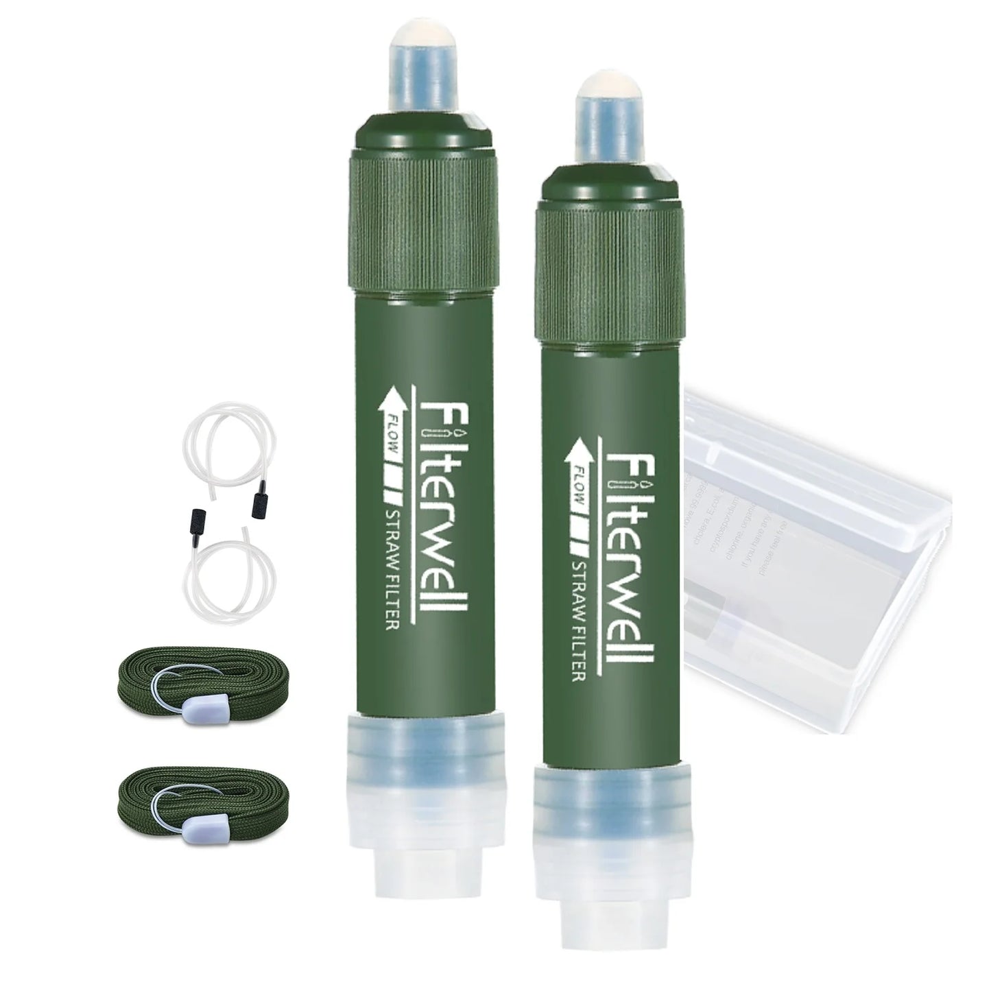 Two Pcs  2 in 1  Low Pressure Hiking - 0.1 Micron Filtration Water Filter Straw  Camping Drinking Straw