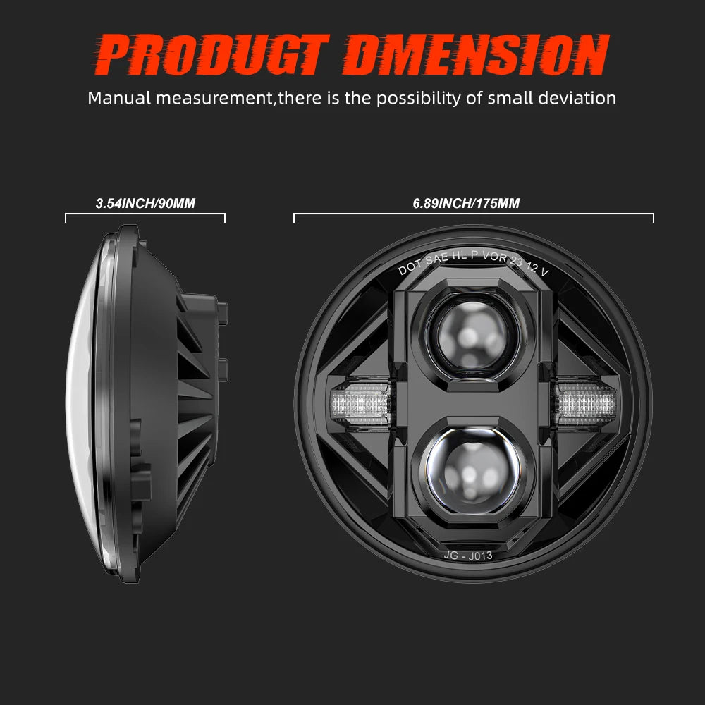 White Amber Angle Eyes DRL Turn Singal High Low Beam 7 Inch Round Led Headlights for Jeep Wrangler