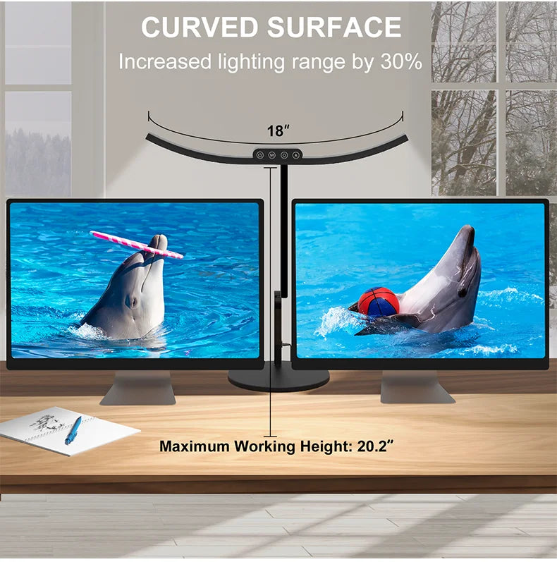 Curved LED Desk Lamp with Round Base Architect Desk Light Flexible Table Bedside Lamp for Reading Study