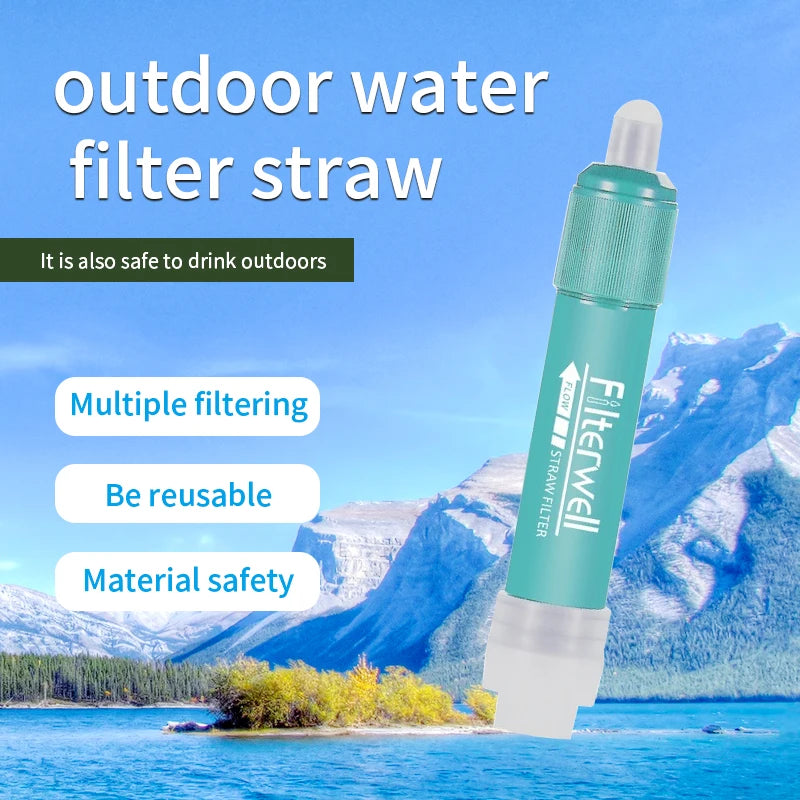 Filterwell Outdoor  Camping Backpacking River Water Filter  Straw Kit for Emergency Survival  Hiking Travel