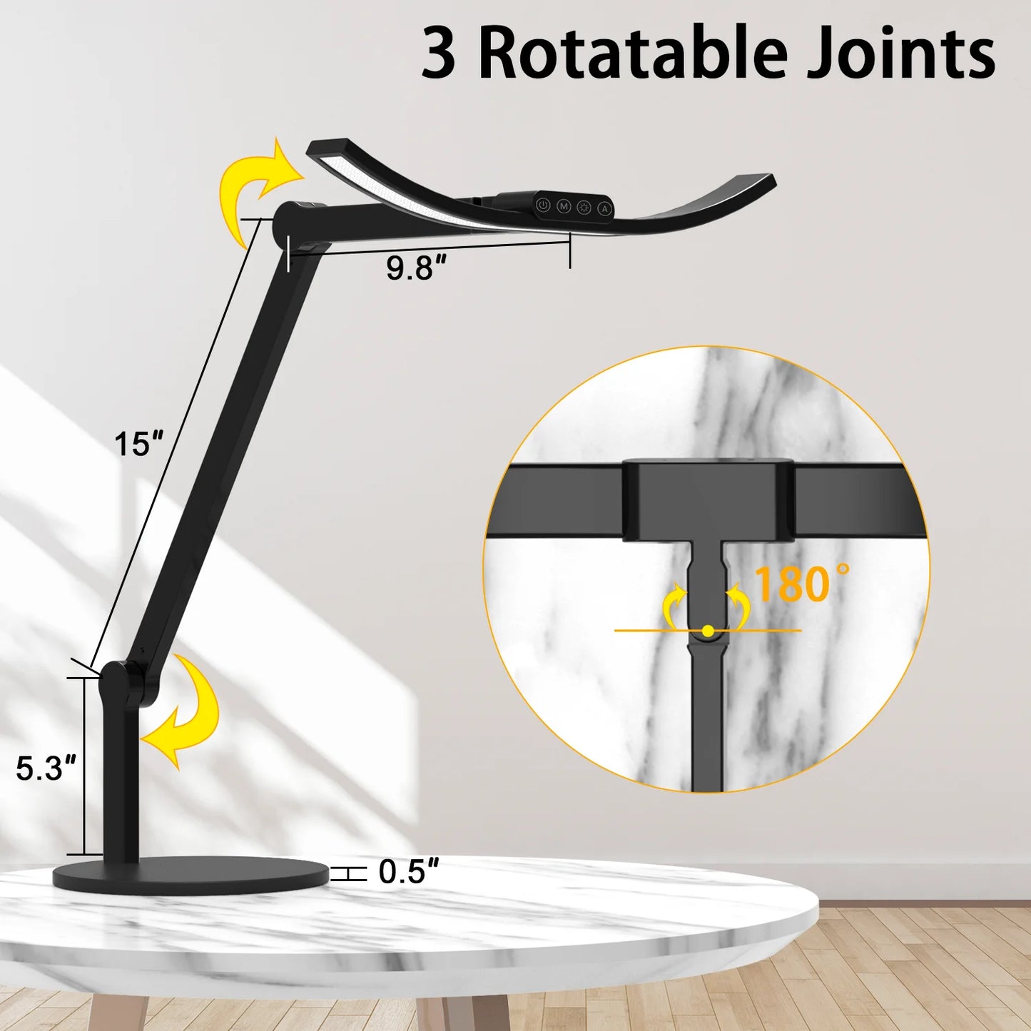 2023 Folding Metal Desk Lamp Clip on Light Clamp Swing Arm Dimming Led Table Lamp With Round Base