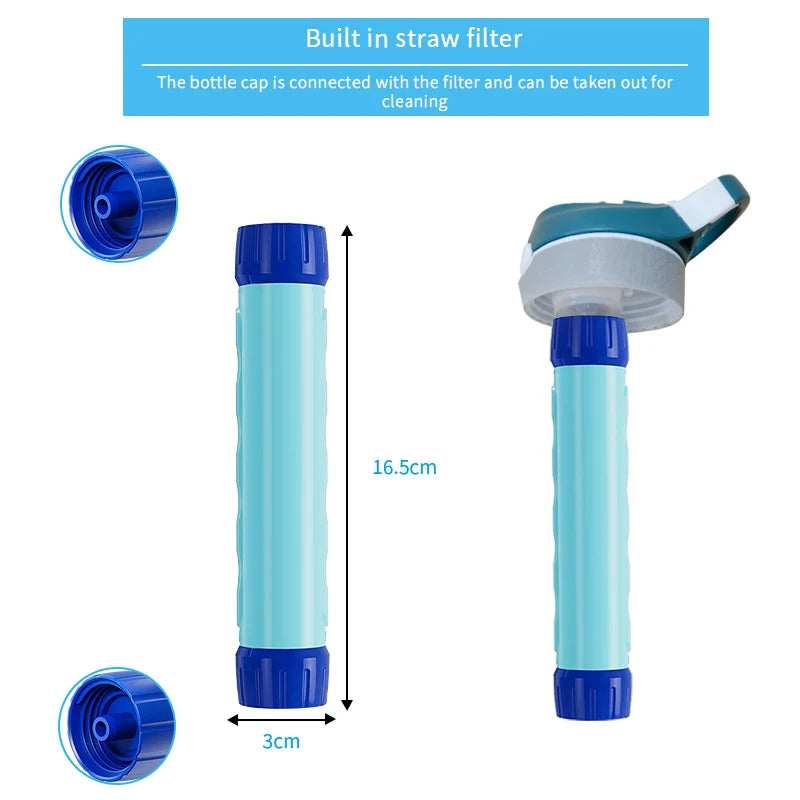 Filterwell Stainless Steel  Water Purifier Bottle Life Water Filter Bottle With Filter Straw
