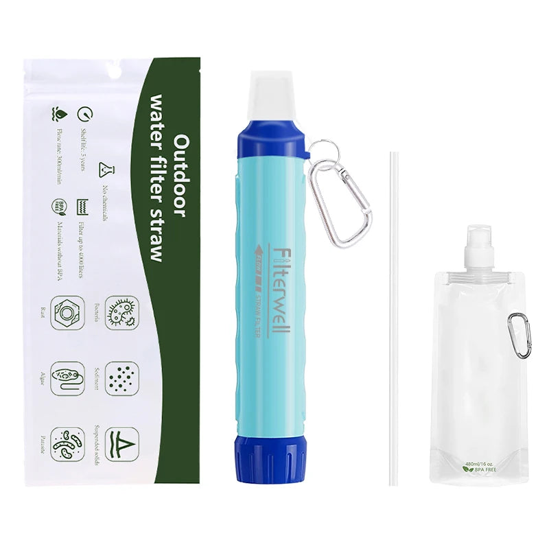 Filterwell Hiking Backpack Personal Mini Survival Camping Outdoor Travel Emergency Life Portable Water Filter Straw