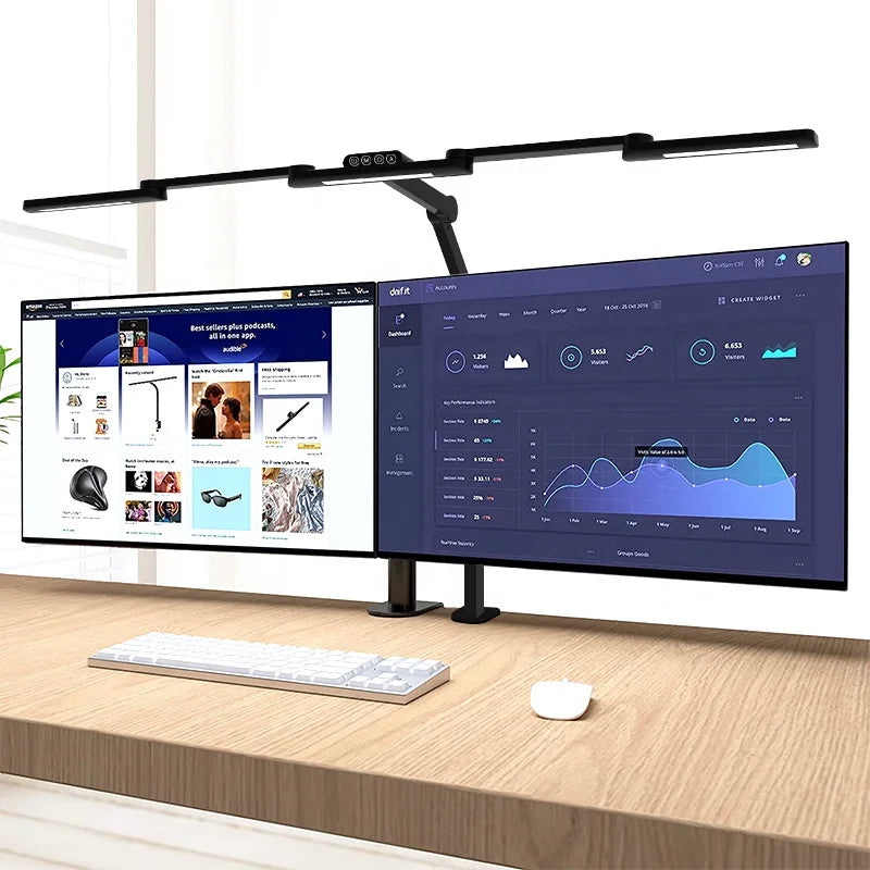 2022 Study Light Reading Desk Task Light with 5 Color Adjustable and 5 Brightness Levels for 3 Head Light Black Led Desk Lamp
