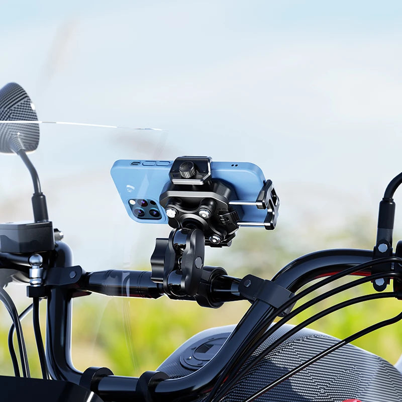Shockproof Mini Bike Phone Holder Waterproof 360 Rotation Adjustable Motorcycle Phone Mount Fit for 5.4-7.2 Inch Phone