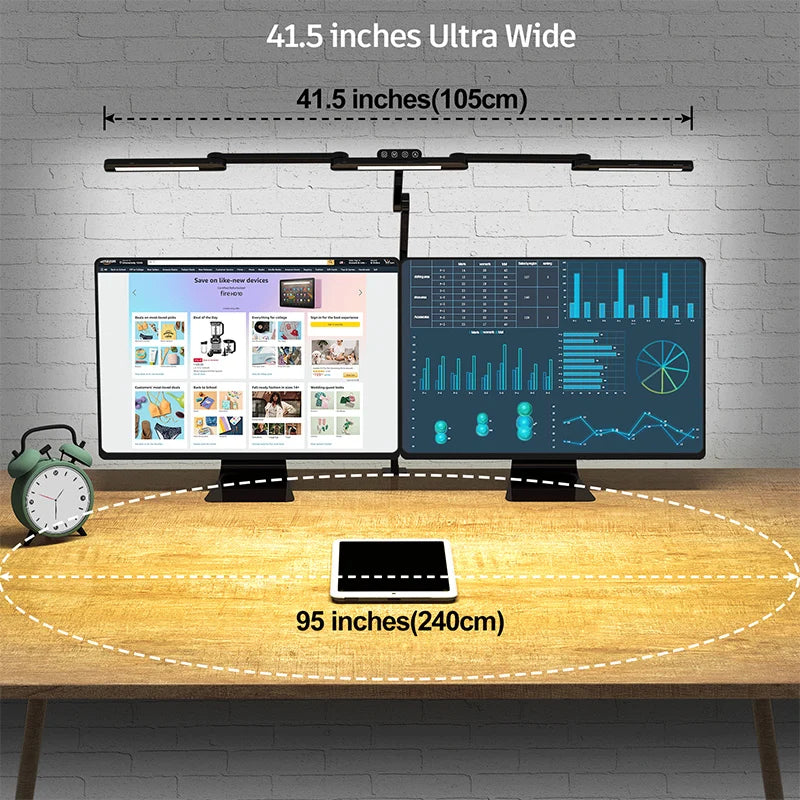 2022 Study Light Reading Desk Task Light with 5 Color Adjustable and 5 Brightness Levels for 3 Head Light Black Led Desk Lamp