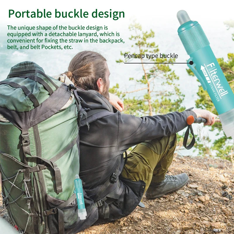 Filterwell 0.01 Um Membrane Solutions Purifier Personal Hiking Camping Outdoor Survival Portable Life Water Filter Straw