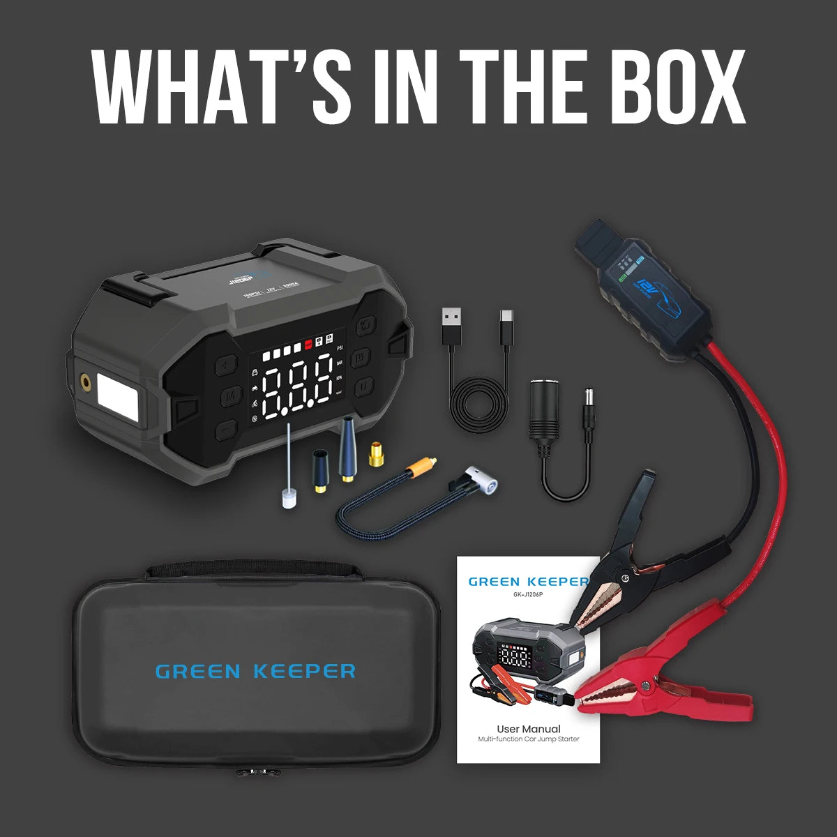 3000A 20000mah Mini Car Jump Starter With 12V Lithium Battery Power Bank Jump Pack With Air Compressor Booster Charger for Car