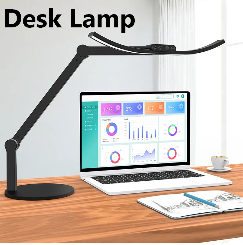 Curved LED Desk Lamp with Round Base Architect Desk Light Flexible Table Bedside Lamp for Reading Study