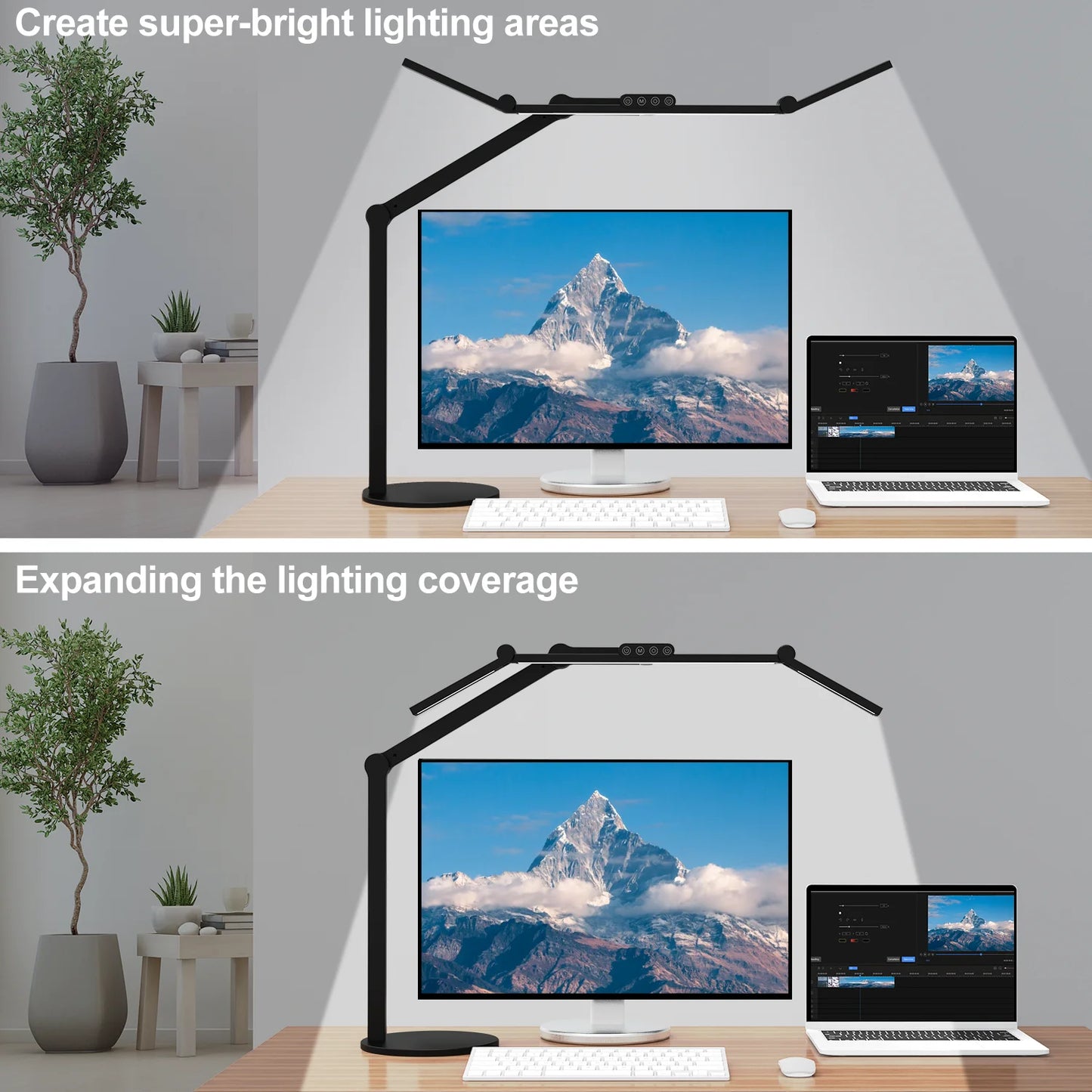 Led Desk Lamp with Clamp, Architect Desk Lamp for Home Office with Atmosphere Lighting Led Desk Lamp Dimmable Touch