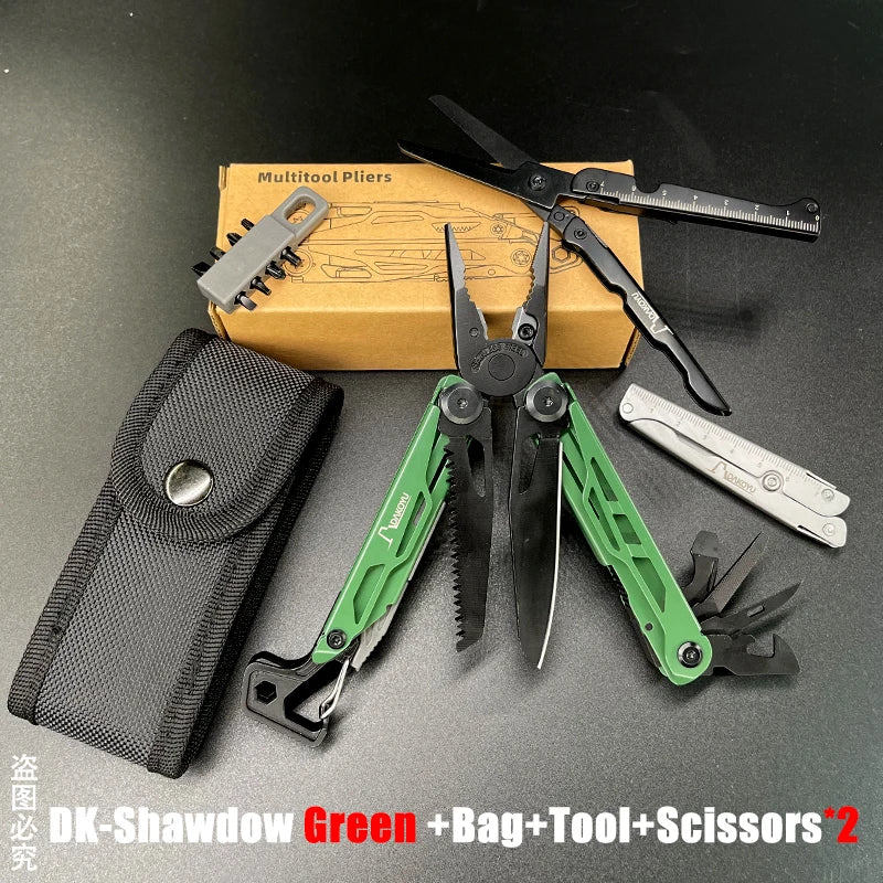 DAKOYU Green 23-in-1 Folding Multifunctional Tool Pliers Multifunctional Combination Tool Pliers EDC Outdoor Equipment