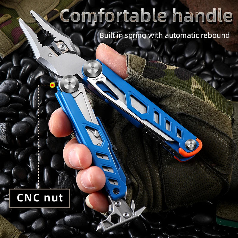 Stainless steel outdoor folding nail starting pliers portable multifunctional knife pliers camping hiking EDC combination tool p