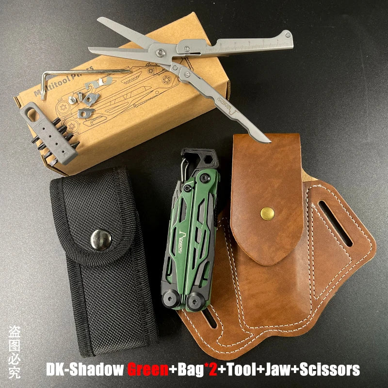 DAKOYU Green 23-in-1 Folding Multifunctional Tool Pliers Multifunctional Combination Tool Pliers EDC Outdoor Equipment