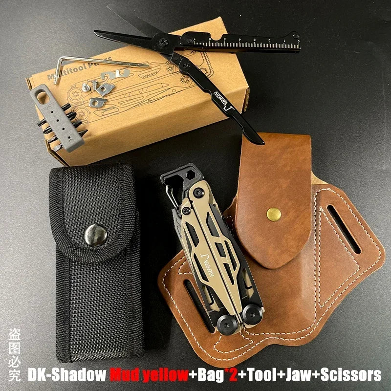DAKOYU Mud Yellow 23-in-1 Folding Multifunctional Tool Pliers Multifunctional Combination Tool Pliers EDC Outdoor Equipment