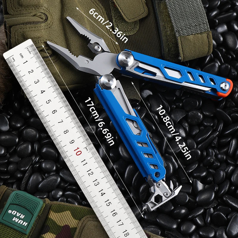 Stainless steel outdoor folding nail starting pliers portable multifunctional knife pliers camping hiking EDC combination tool p