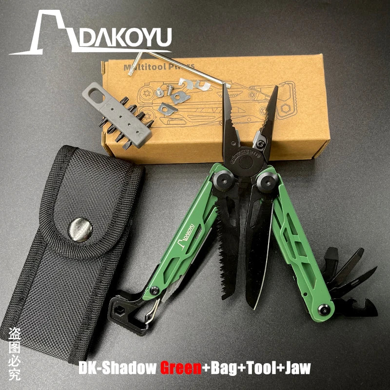 DAKOYU Green 23-in-1 Folding Multifunctional Tool Pliers Multifunctional Combination Tool Pliers EDC Outdoor Equipment