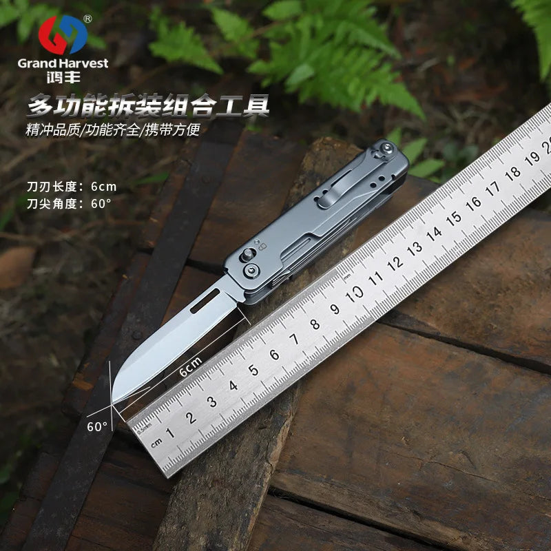 GHK17 Outodor Camping Multi Knife Folding Multifunctional Multitool EDC Pocket Knives Fishing Scissors
