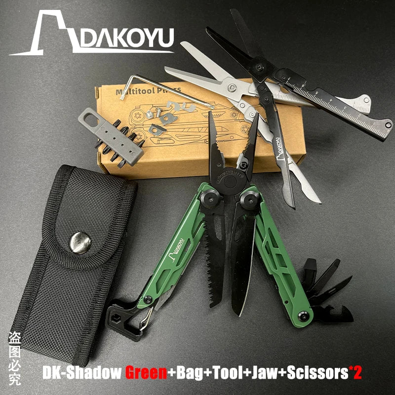 DAKOYU Green 23-in-1 Folding Multifunctional Tool Pliers Multifunctional Combination Tool Pliers EDC Outdoor Equipment