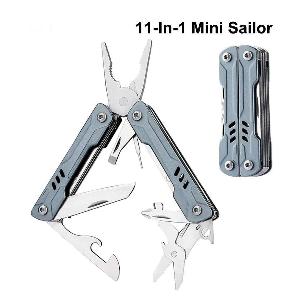 11-In-1 Mini Sailor Pliers Multi Tool Pocket Knife Folding Tools Outdoor Wire Cutters EDC Card Pin Screwdriver Scissors