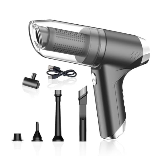 LONLEEYU Handheld Vacuum Cordless, High Power 11000PA Suction Portable Car Vacuum Cleaner Rechargeable, 3 in 1 Mini Air Duster with 2 Filters, Grey