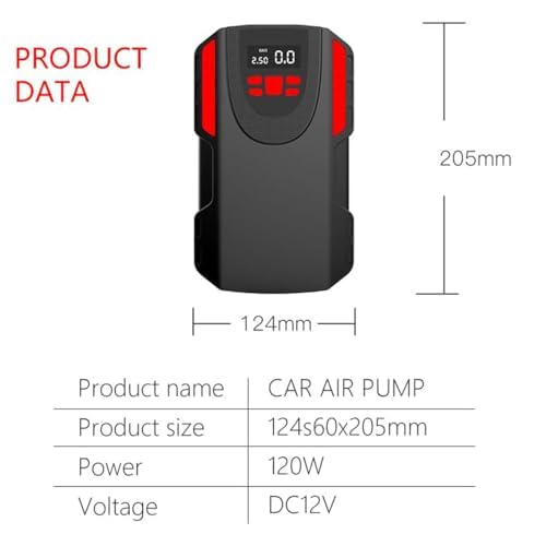 LONLEEYU Tire Inflator Air Pump, Portable Air Compressor for Car Tires, 12V DC 150 PSI Tire Pump with LED Light Digital Pressure Gauge for Car Bike