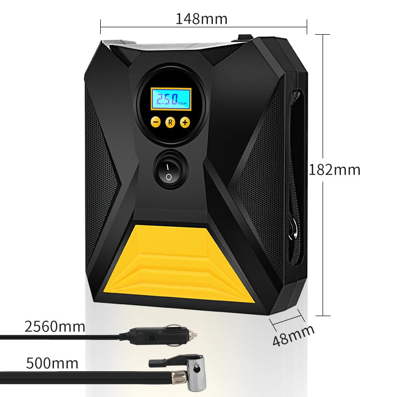 LONLEEYU Tire Inflator, Portable Air Compressor Air Pump for Car Tires, 8002
