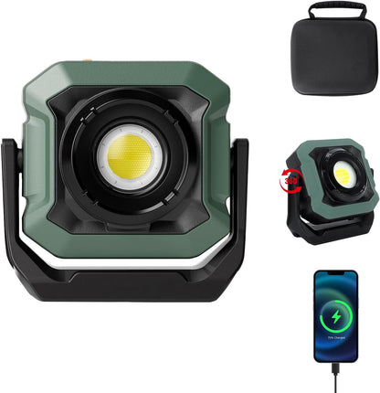 KS23-020 360° Rotating LED Flood Work Light, 18 Modes Rechargeable Portable Job Site Lighting