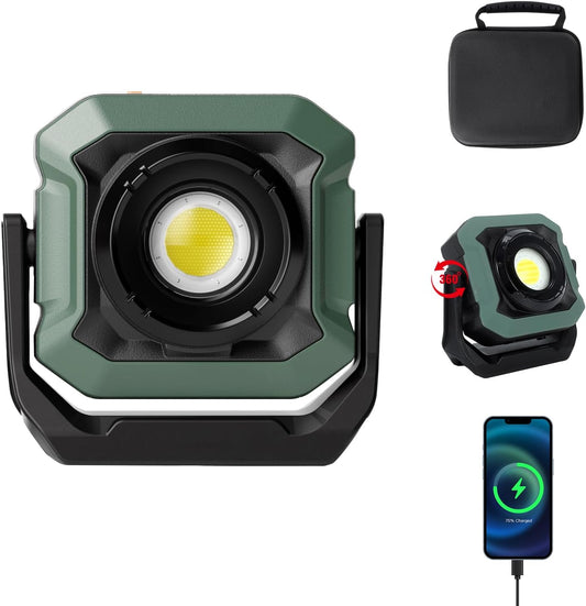 KS23-020 360° Rotating LED Flood Work Light, 18 Modes Rechargeable Portable Job Site Lighting