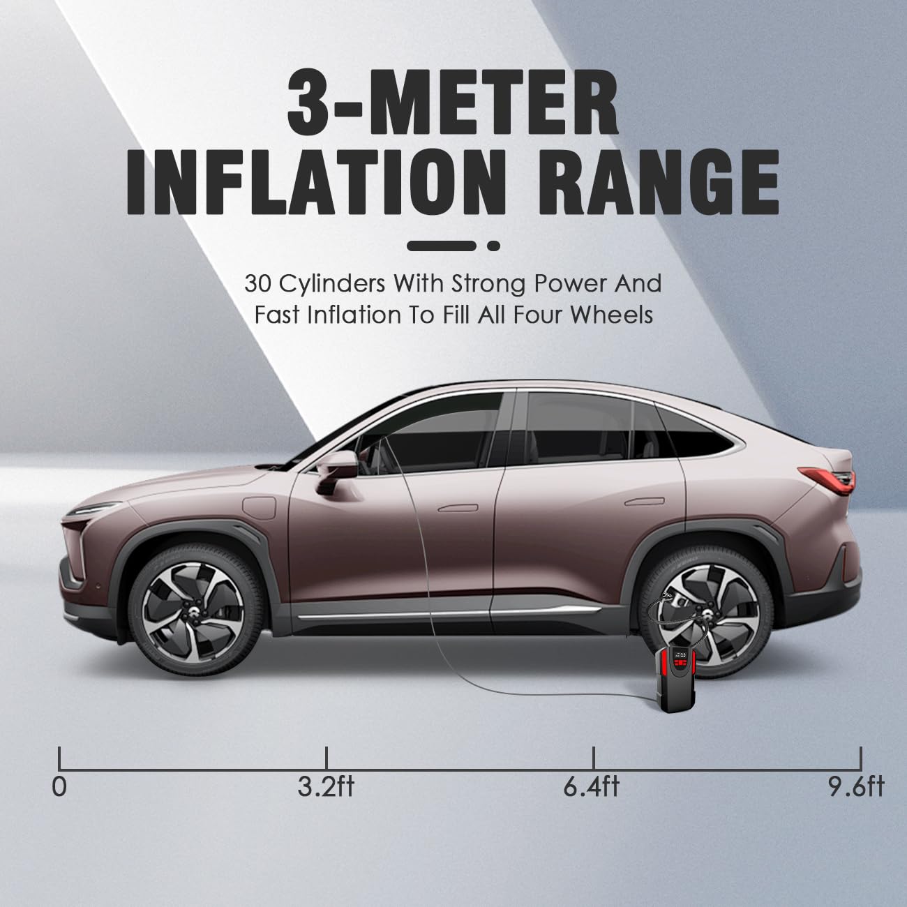 LONLEEYU Tire Inflator Air Pump, Portable Air Compressor for Car Tires, 12V DC 150 PSI Tire Pump with LED Light Digital Pressure Gauge for Car Bike