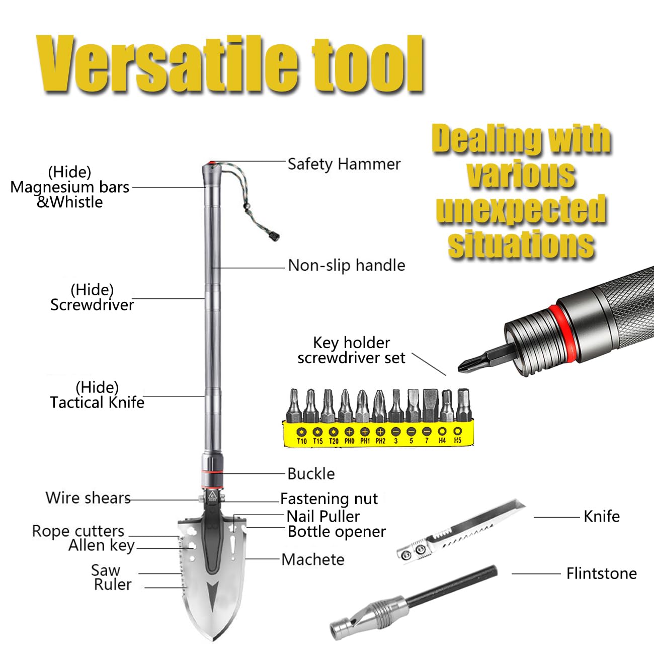 LONLEEYU Folding Survival Shovel