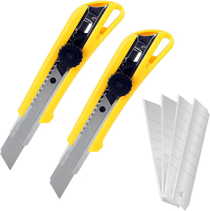 K1801 Retractable Box Cutter 18mm | Heavy Duty SK5 Utility Knife 2 Pack