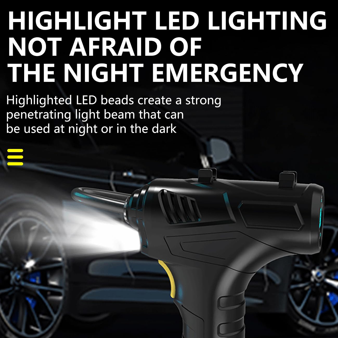 LONLEEYU Tire Inflator,120W Portable Air Compressor Pump for Car Tires with Tire Pressure Detection Preset and Auto Shutoff, 12V Up to 150 PSI Tire Pump with Digital Pressure Gauge and LED Light