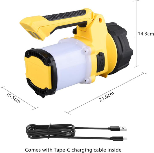 LYHF-6008 Rechargeable Handheld Spotlight, 6 Modes Portable Camping Work Light IP65 Waterproof