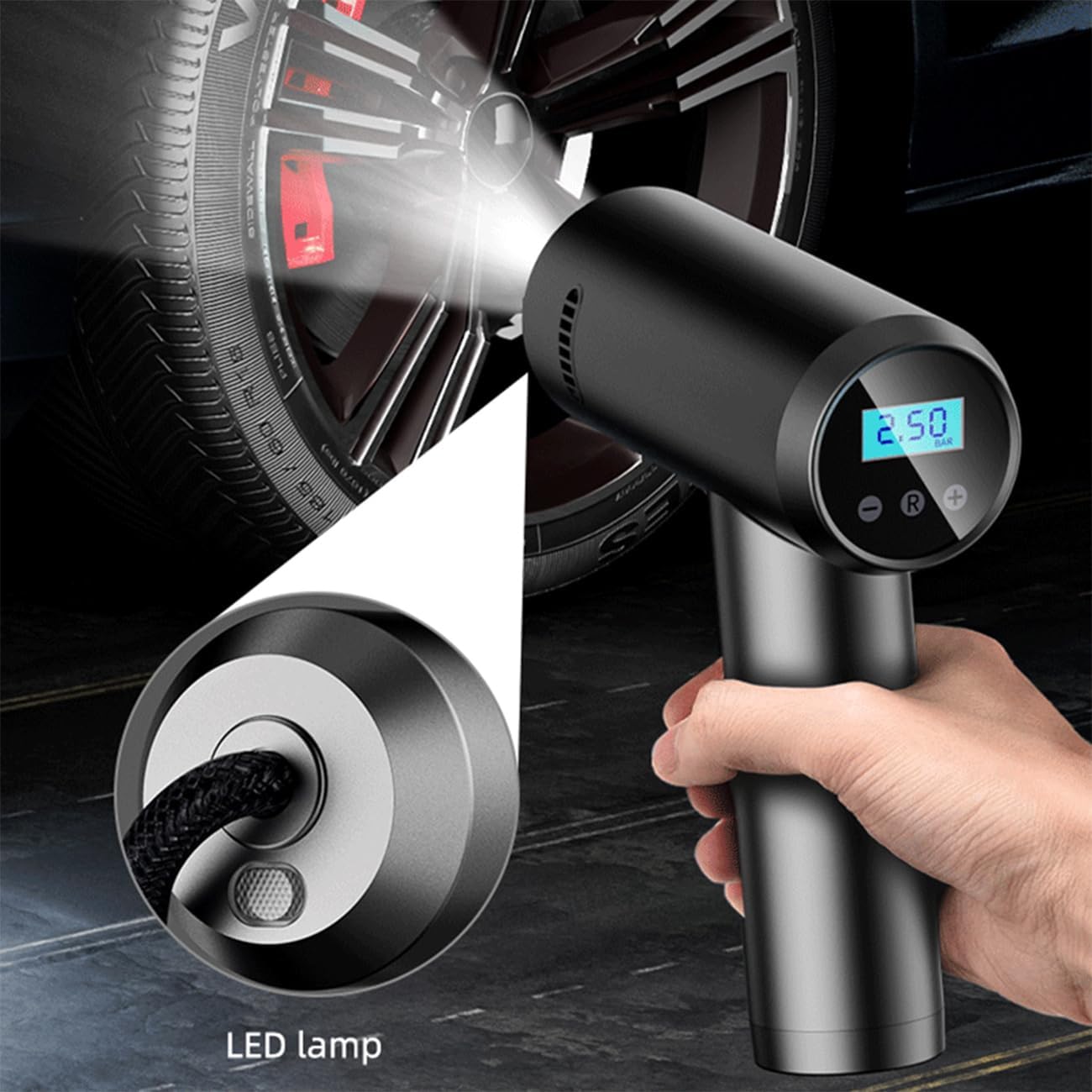 LONLEEYU Tire Inflator, Portable Air Compressor Pump for Car Tires, 150PSI Auto Tire Pump with Digital Pressure Gauge with Emergency LED Light for Car Motorcycle Bicycle Balls