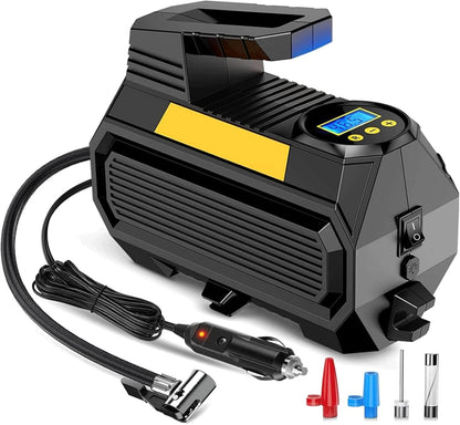 LYAP-8001 12V Portable Tire Inflator, Digital Air Compressor Pump 150PSI with LED Light