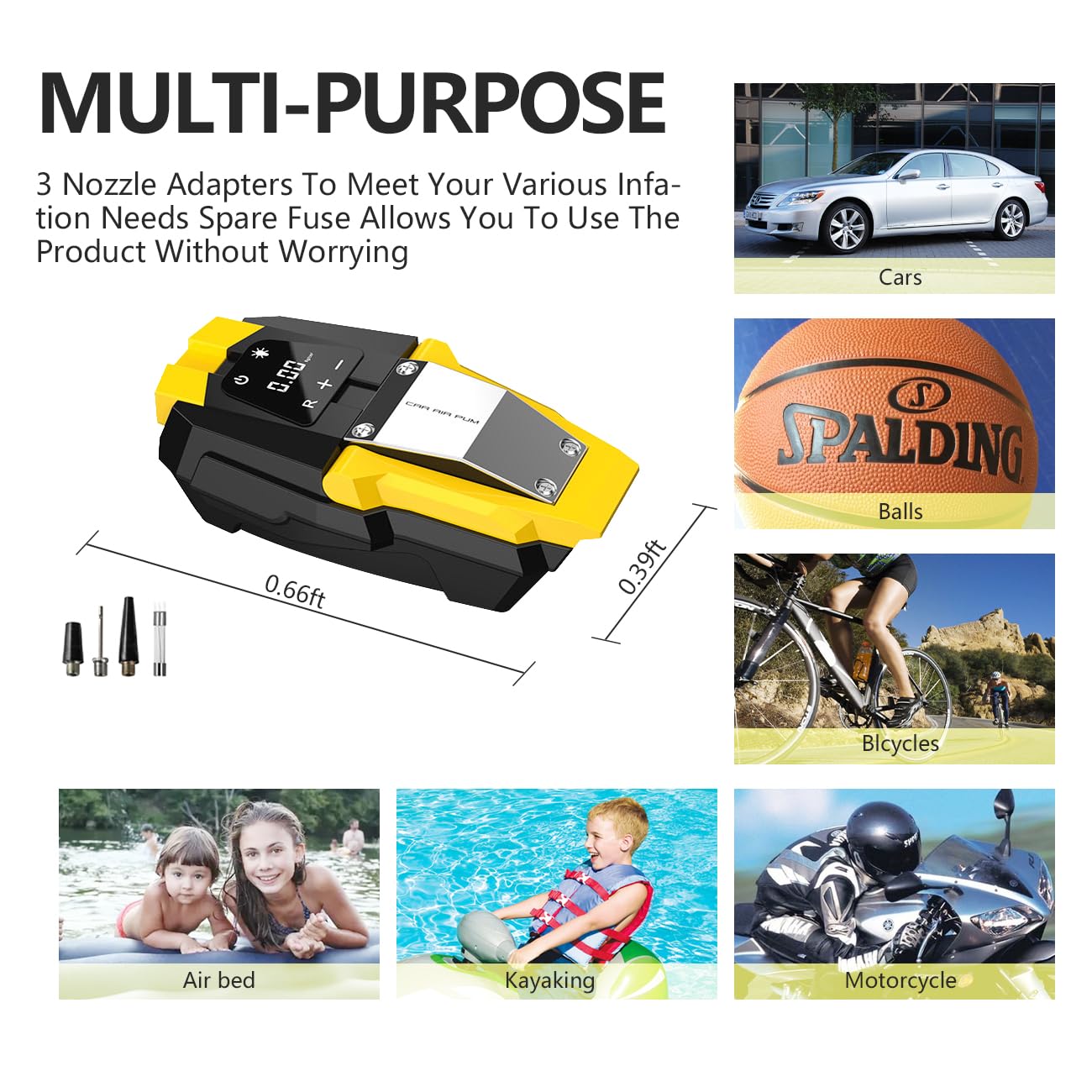 LONLEEYU Tire Inflator, Portable Air Compressor Pump for Car Tires