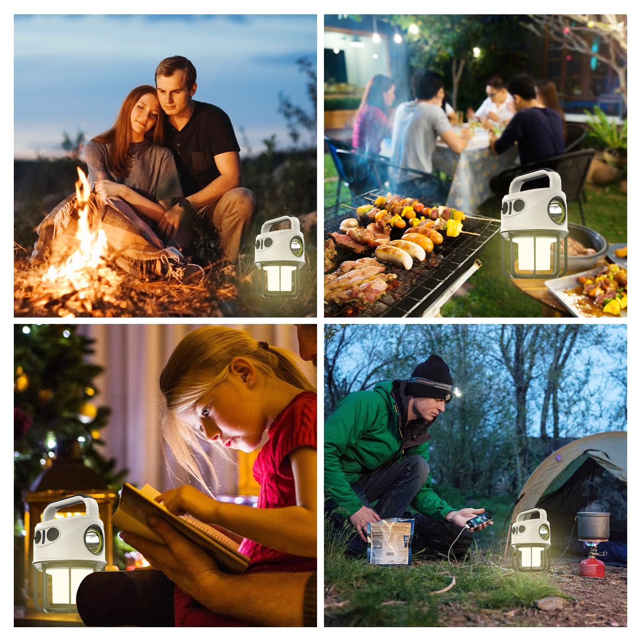 LED Camping Lantern Rechargeable, Portable LED Battery Powered Camping Light, Waterproof Tent Light with 6 Light Modes, 2400mAh Power Bank Lantern Flashlight for Hiking, Hurricane Emergency