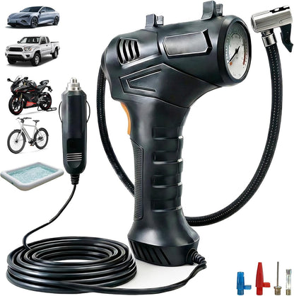 150 PSI Handheld Air Pump, Portable 12V Car Analog Tire Inflator with LED Light