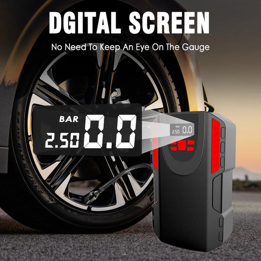 LYAP-8003 12V Portable Air Compressor, 150PSI Digital Tire Pump with Auto Shut Off & LED Light