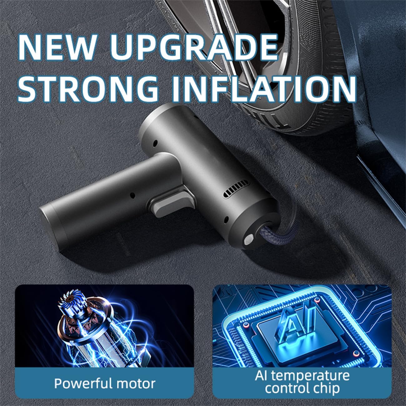 LONLEEYU Tire Inflator, Portable Air Compressor Pump for Car Tires, 150PSI Auto Tire Pump with Digital Pressure Gauge with Emergency LED Light for Car Motorcycle Bicycle Balls