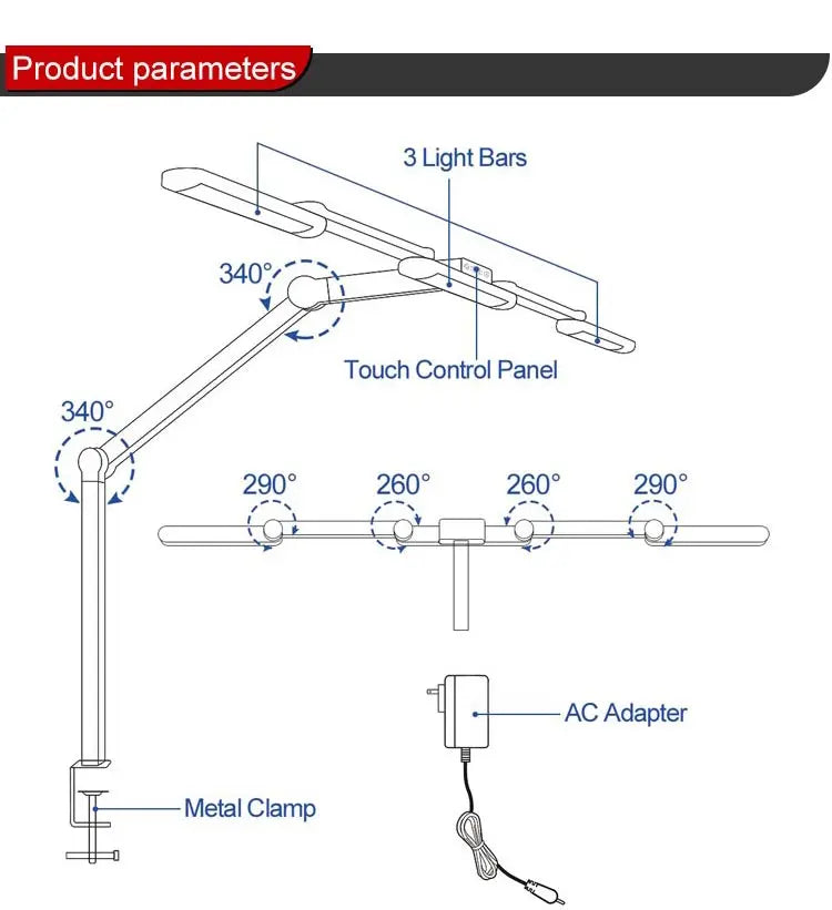 Luxury Modern Indoor Bedroom Office Home Living Room Hotel Bedside Study Reading Design Touch Monitor Desk Light Led Table Lamp