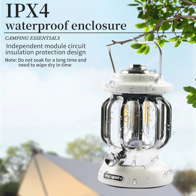 JUJINGYANG Outdoor Portable Waterproof Rechargeable LED Retro Portable Camping Light
