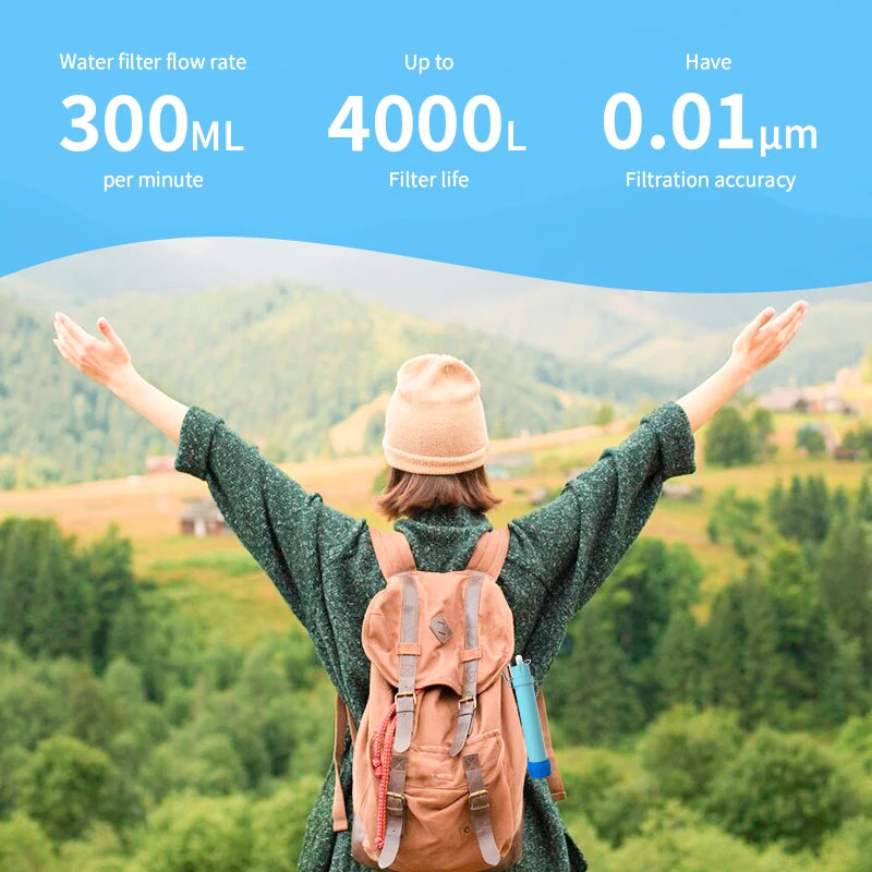 UF Membrane Waterfilter Portable Mini Survival Water Filter Straw Emergency Outdoor Camping Hiking Water Filter System