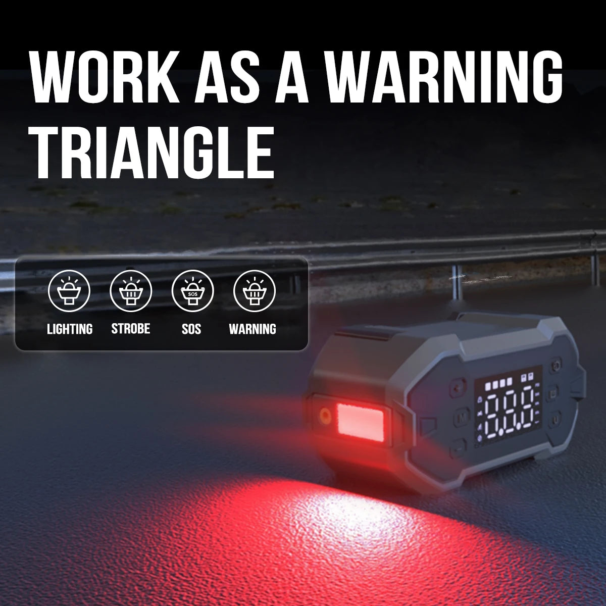 J1206P Portable Car Battery Emergency 3000A 12V Jump Starter Power Bank With Air Compressor