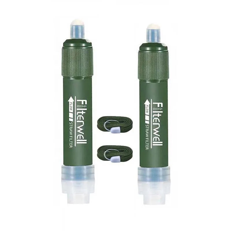 Two Pcs  2 in 1  Low Pressure Hiking - 0.1 Micron Filtration Water Filter Straw  Camping Drinking Straw