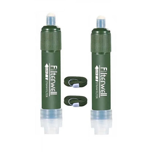 Two Pcs  2 in 1  Low Pressure Hiking - 0.1 Micron Filtration Water Filter Straw  Camping Drinking Straw